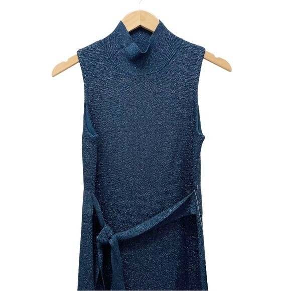 NWT Rachel Roy Kiki Navy Shimmer Midi Fitted Sheath Sweater Dress Size Large NEW - Picture 8 of 16